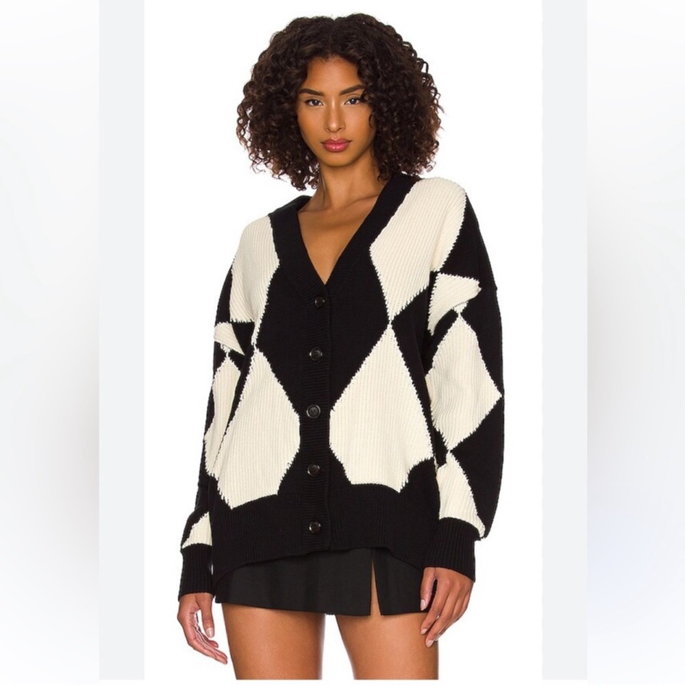 Pistola Evelyn Oversized Diamond Play Cardigan Black/Cream Size Medium